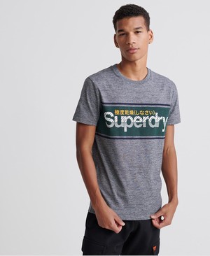 Superdry Core Logo Stripe Férfi Pólók Szürke | BPTSO3578